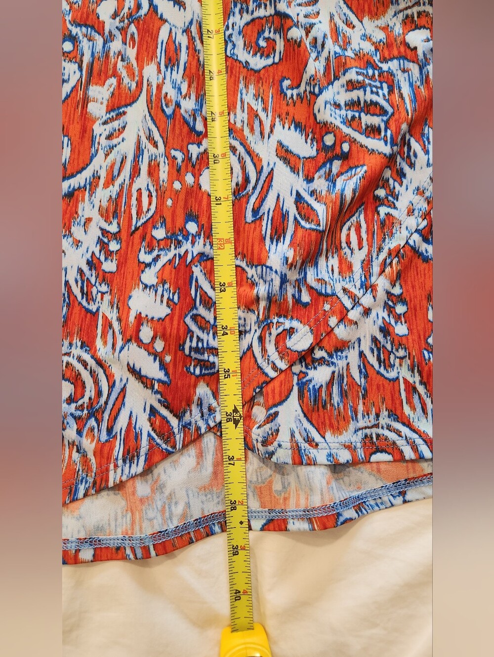 BCBG Max Azria Orange Blue Ikat Print Hallee Wrap Dress Size XS - Picture 11 of 12